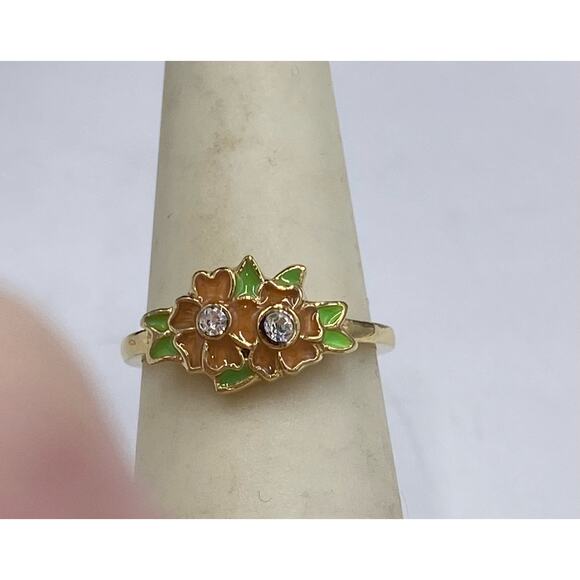 Juicy Couture Set of Two Rings Gold
tone enamel pink Flower Bumblebee Sz 6.25 - Picture 2 of 13